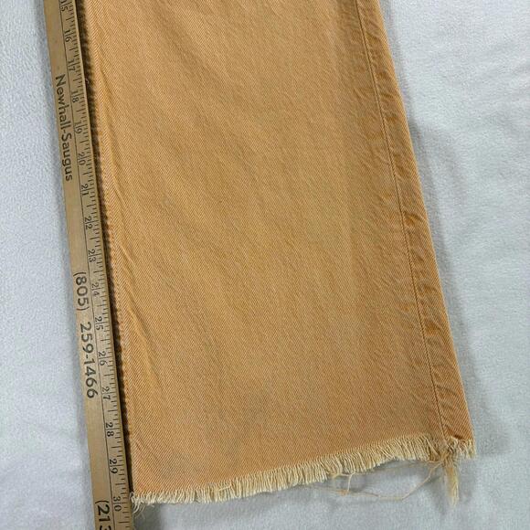 ZARA Wide Leg Jeans Orange Tag 28 High Rise Raw Hem Cropped Straight - Picture 2 of 8